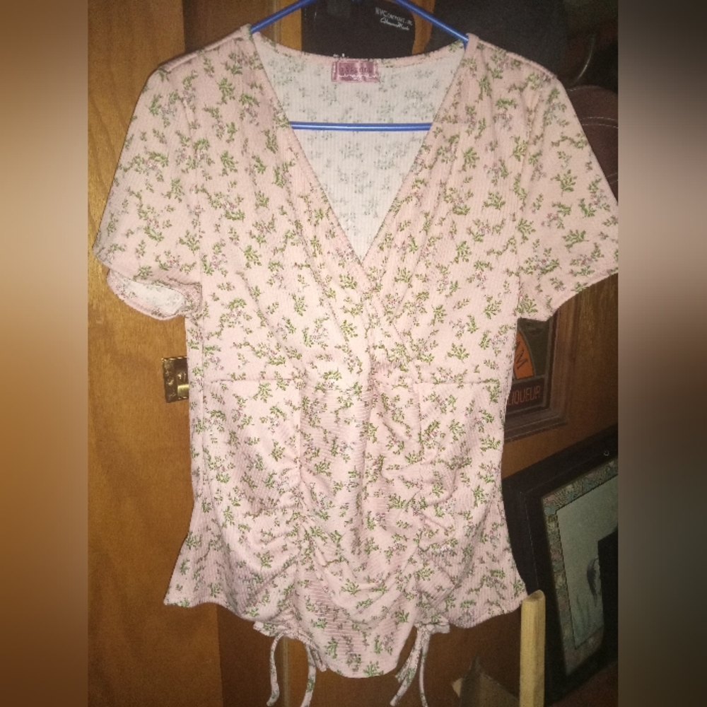 RagDoll Pink and Green Floral Blouse